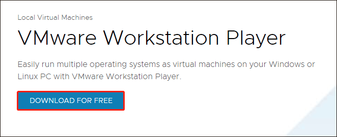 Download VMware Workstation Player