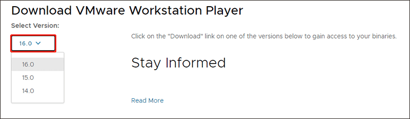 vmware workstation player download page