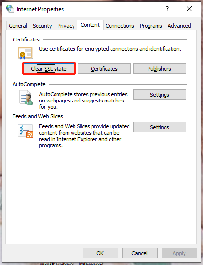 HIT Clear SSL state