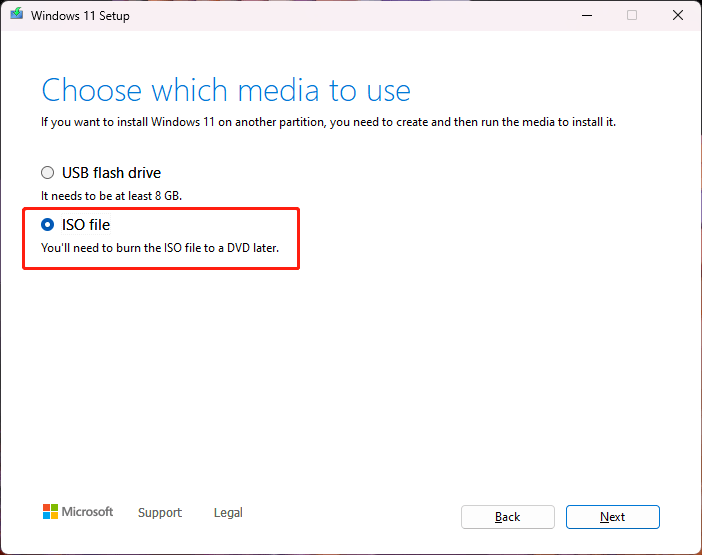 select ISO file