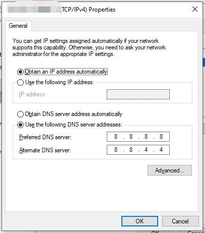 change DNS server on Windows