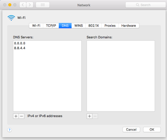 change DNS server on Mac