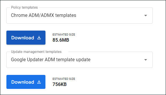 choose policy templates and update management templates