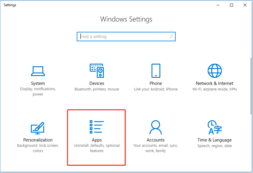 select the button to open Windows apps