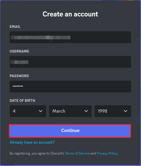 Discord sign up