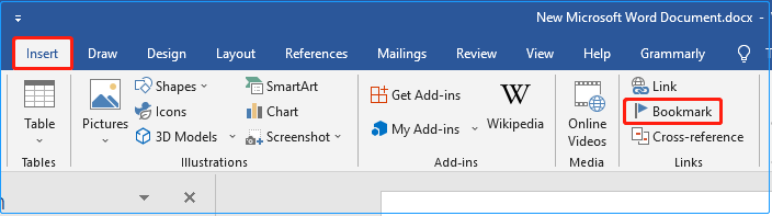 select the button to add a bookmark