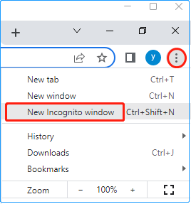 select New Incognito window