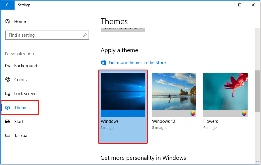 choose the Windows default theme