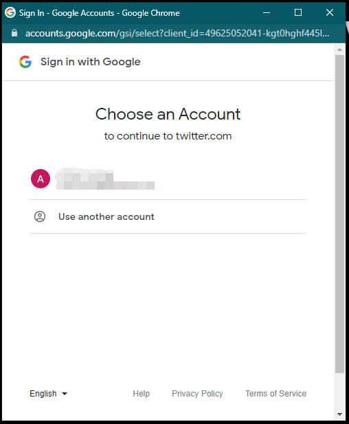Twitter login with Google account