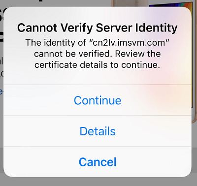 the Cannot Verify Server Identity error
