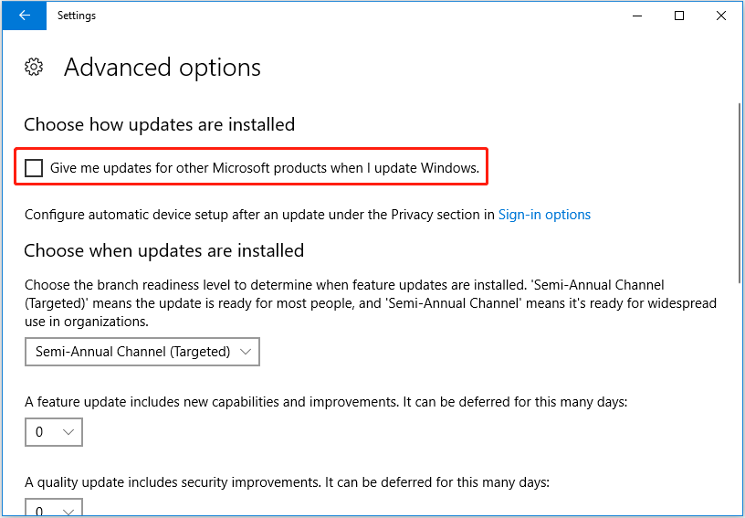 отключить обновления продуктов Майкрософт