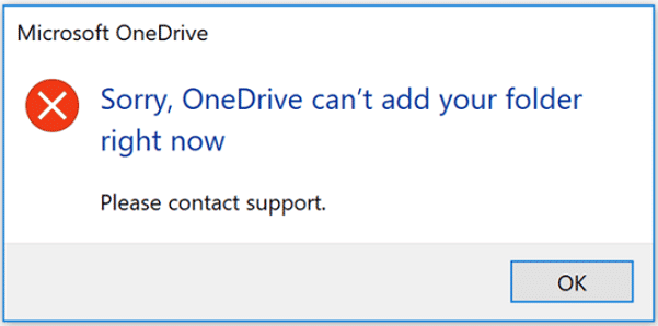OneDrive не может добавить папку