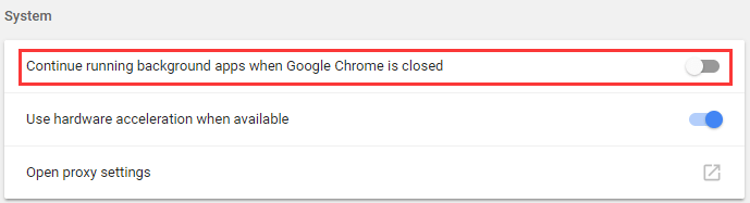 desativar aplicativos em segundo plano quando o Chrome estiver fechado