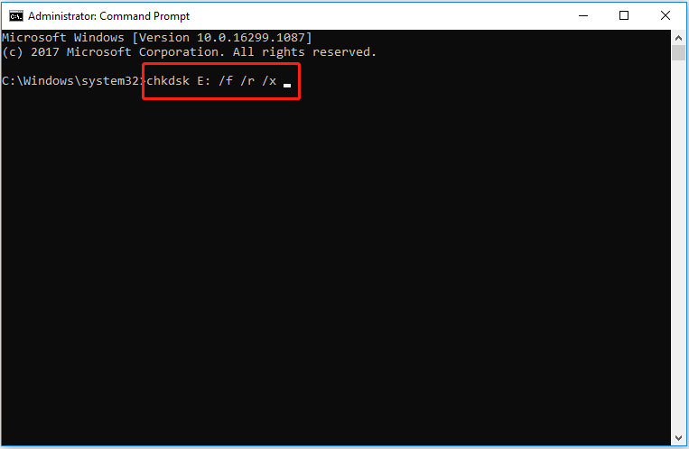 chkdsk E f r x