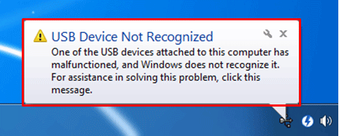 dispositivo USB nao reconhecido