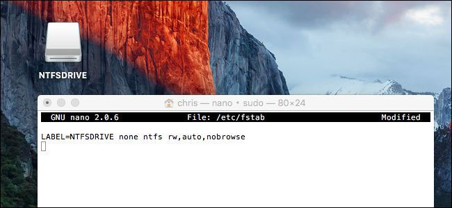 Suporte experimental à gravação NTFS da Apple