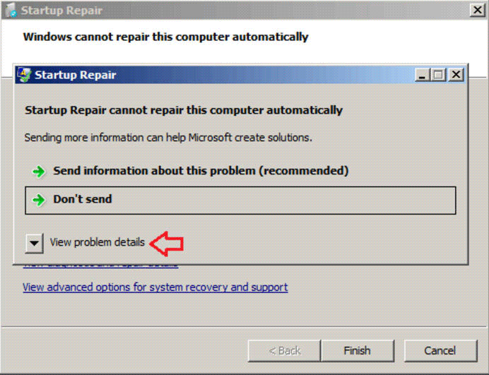 O reparo de inicialização não pode reparar este computador
