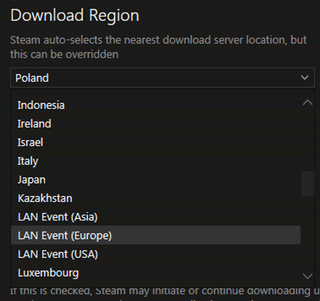 mudar região de download