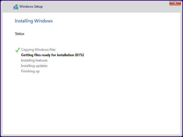 Windows 10 está instalando