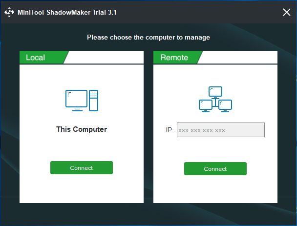 MiniTool ShadowMaker backup local ou backup remoto