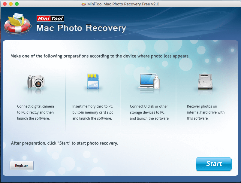 Interface principal do Mac Photo Recovery