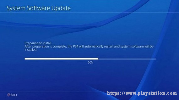 o processo de atualização do software do sistema PS4