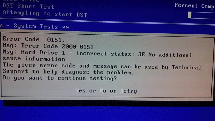 Código de erro Dell 2000-0151